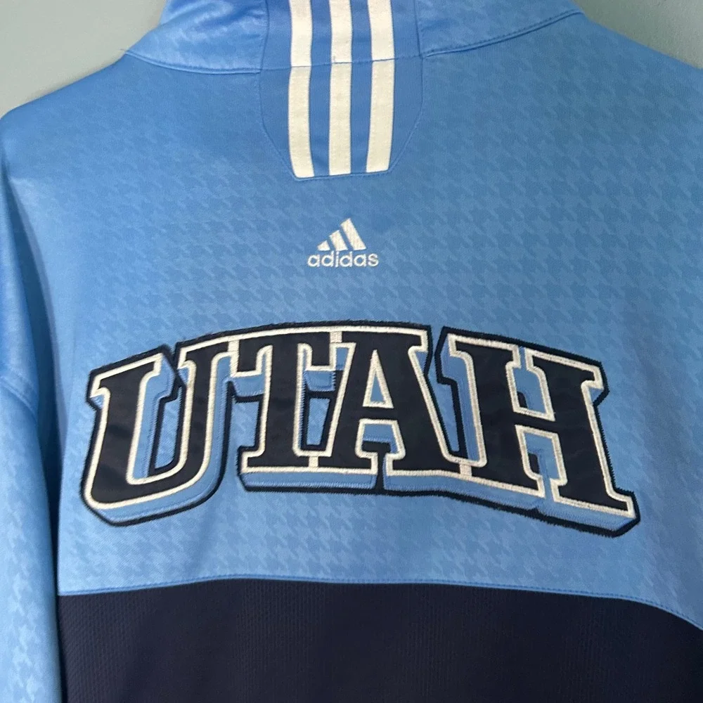 Adidas Utah Jazz NBA Authentics Track Jacket Mens XL Blue Houndstooth 5966A 07